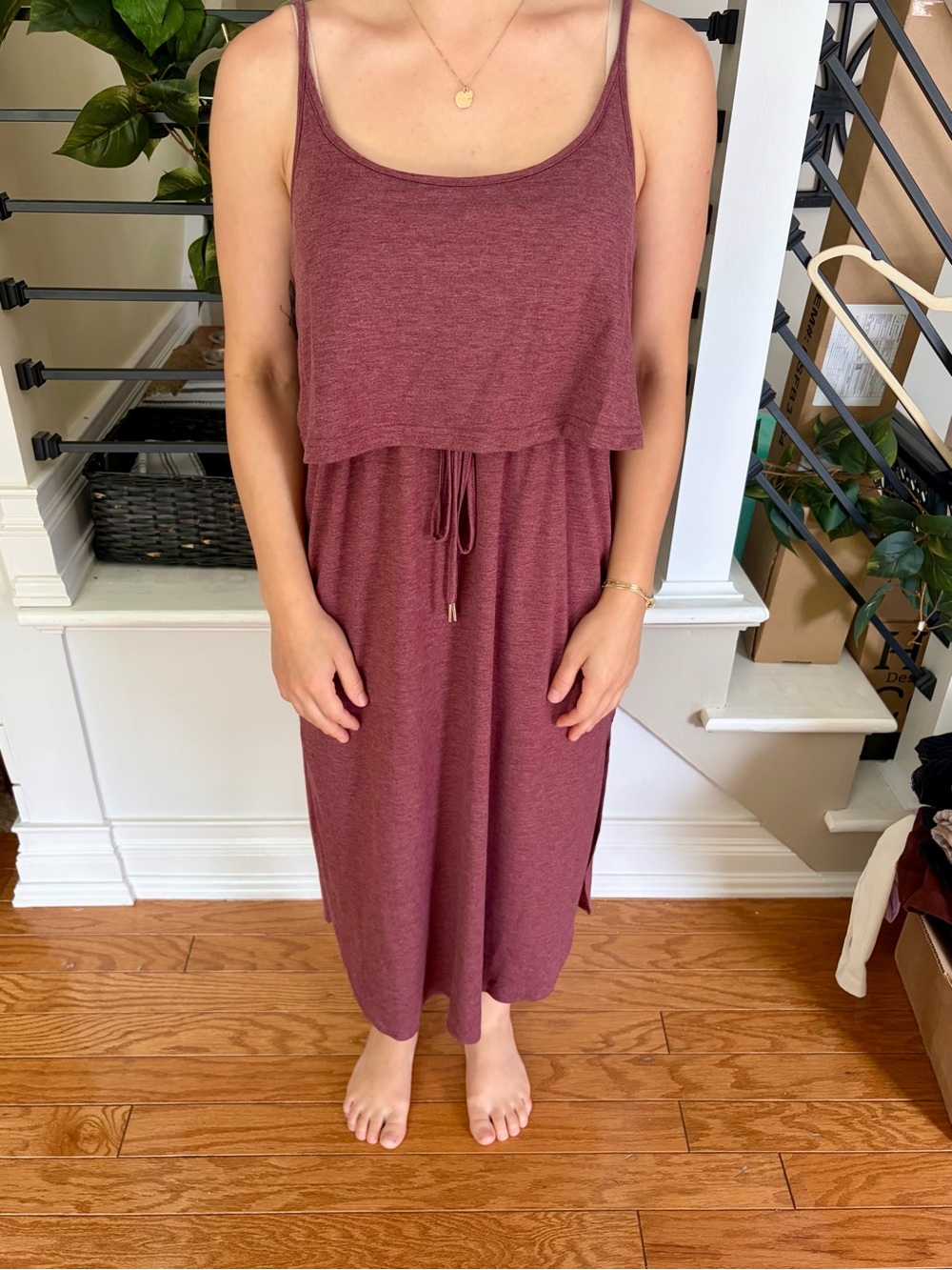 SHEIN Mauve Nursing Breastfeeding Midi Dress Layered Top Size 4 Small